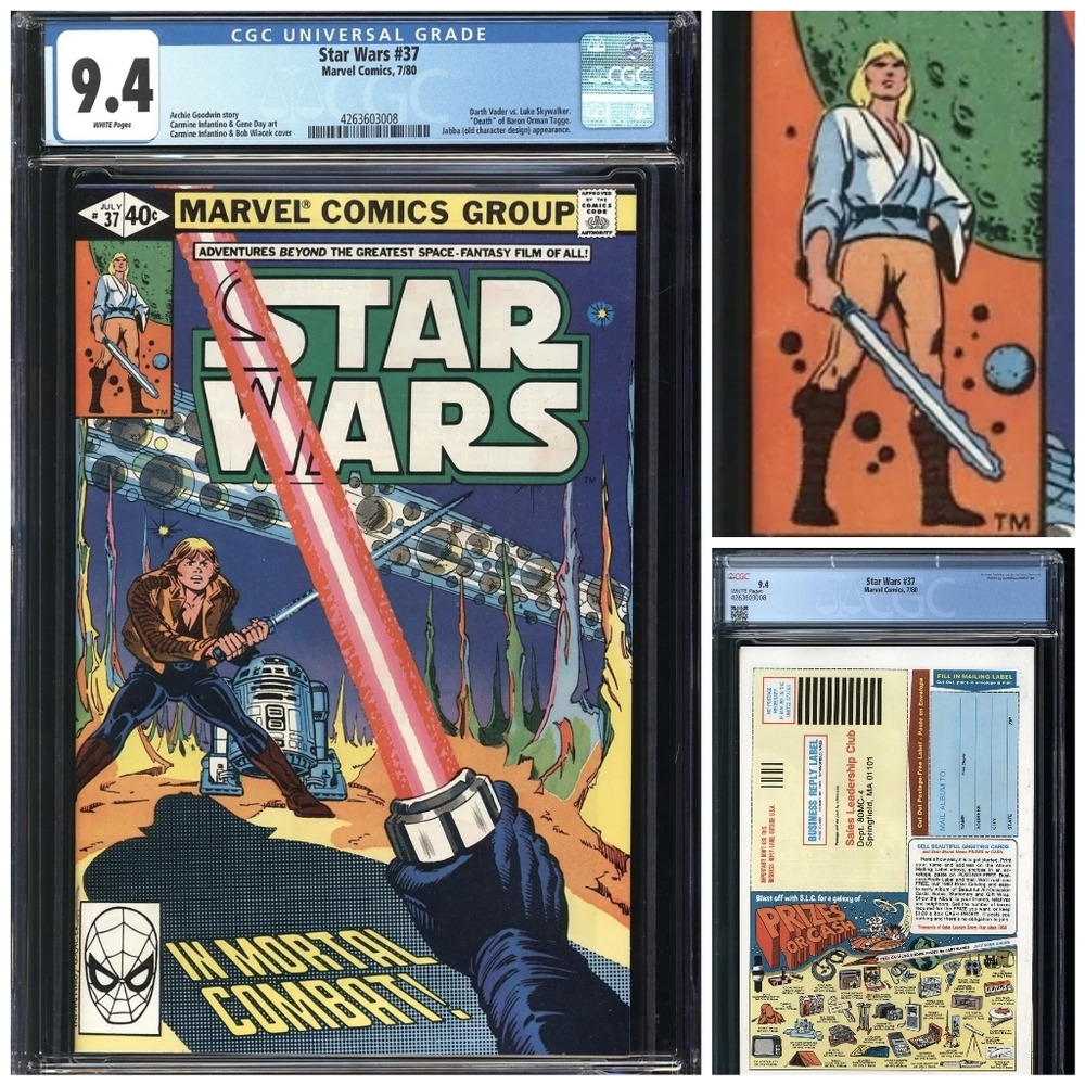 Star Wars #37 CGC 9.4 NM WP Darth Vader vs. Luke Skywalker Marvel Comic!